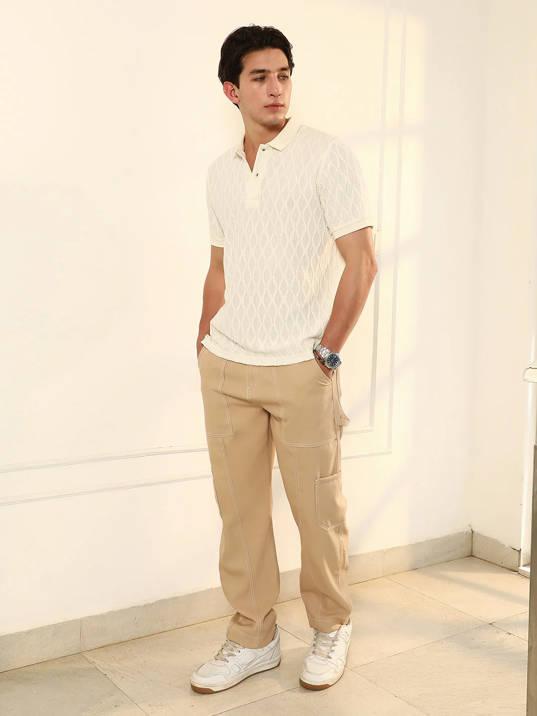 Marquise-Tactile Knit Polo T-Shirt - Image 5