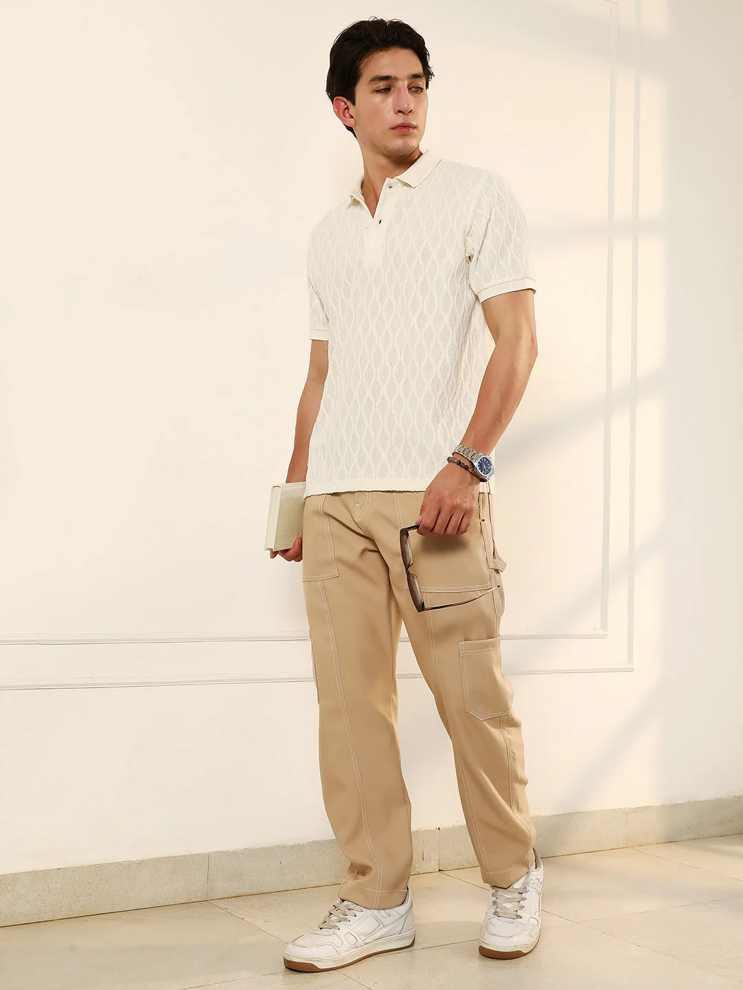 Marquise-Tactile Knit Polo T-Shirt - Image 6