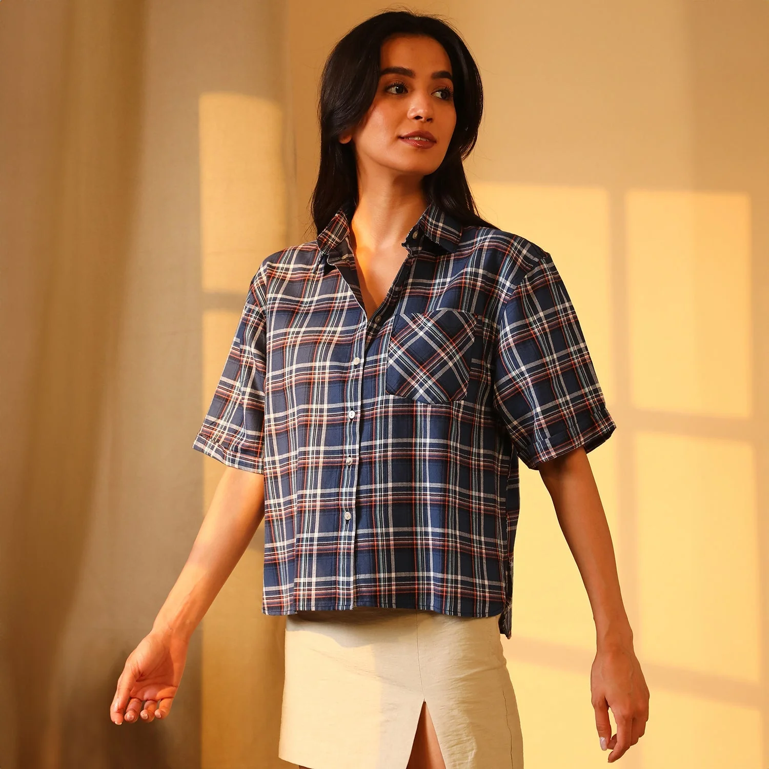 Tartan Plaid Boxy Shirt - Image 3